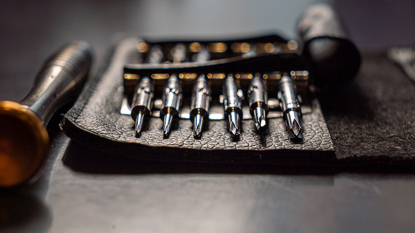 Leather toolkit with screwdriver bits